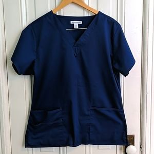 Navy Blue Quick-Dry Stretch Scrub Top L